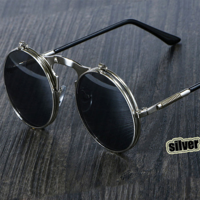 Round Metal  Women's Retro Circular Double Sunglasses