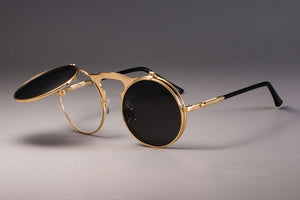 Retro Round Cover Sunglasses Men Women Metal Two Double Lenses